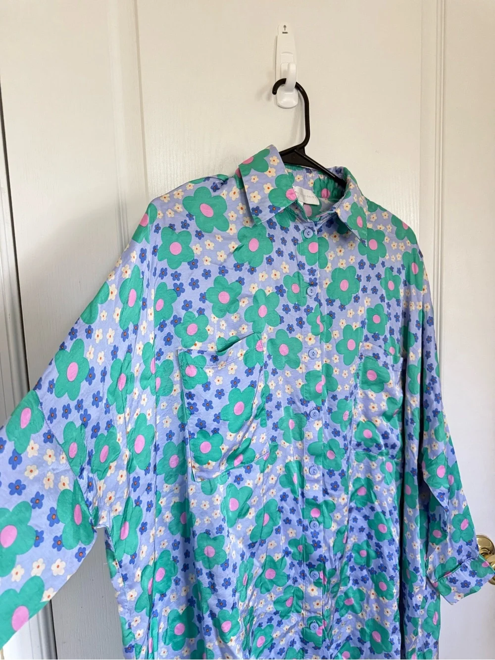 Anthropologie Floral Mini Dress in Aqua, Lavender & Pink - Picture 4 of 7